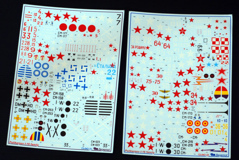 Decals Review: Begemot decals – Polikarpov I-16 Family.